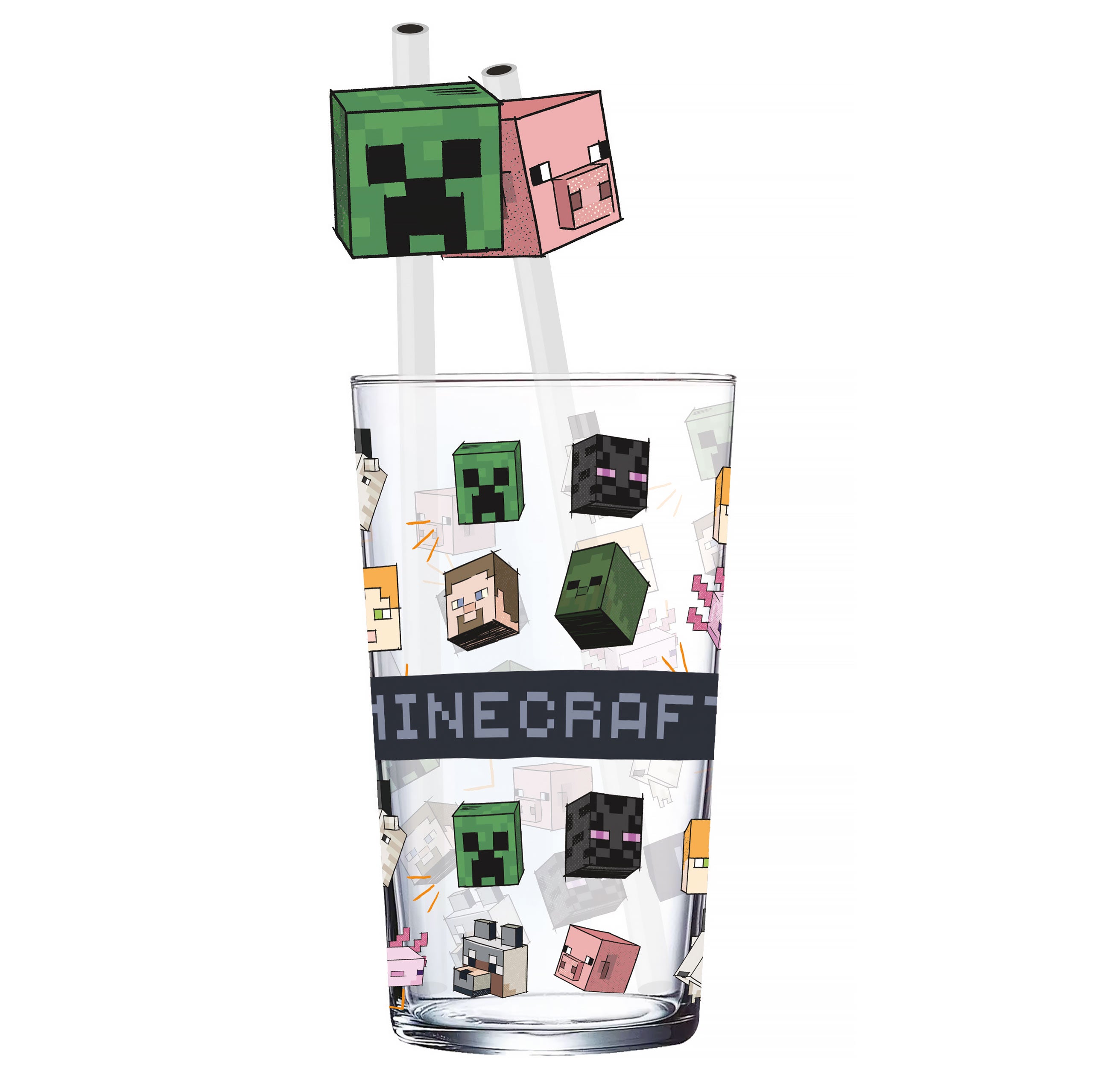 Imagen del producto Minecraft - Vaso de personajes con 2 pajitas