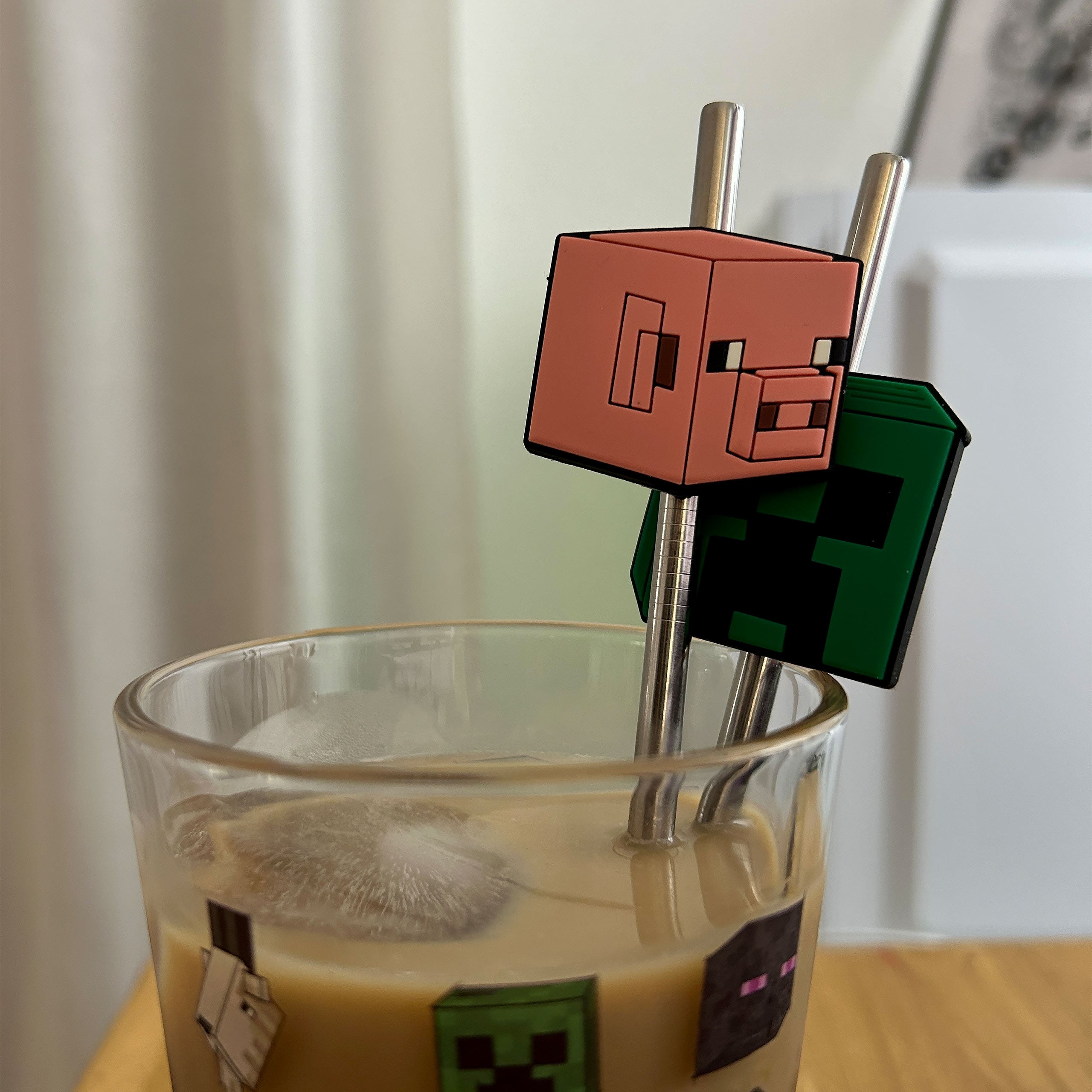 Imagen del producto Minecraft - Vaso de personajes con 2 pajitas