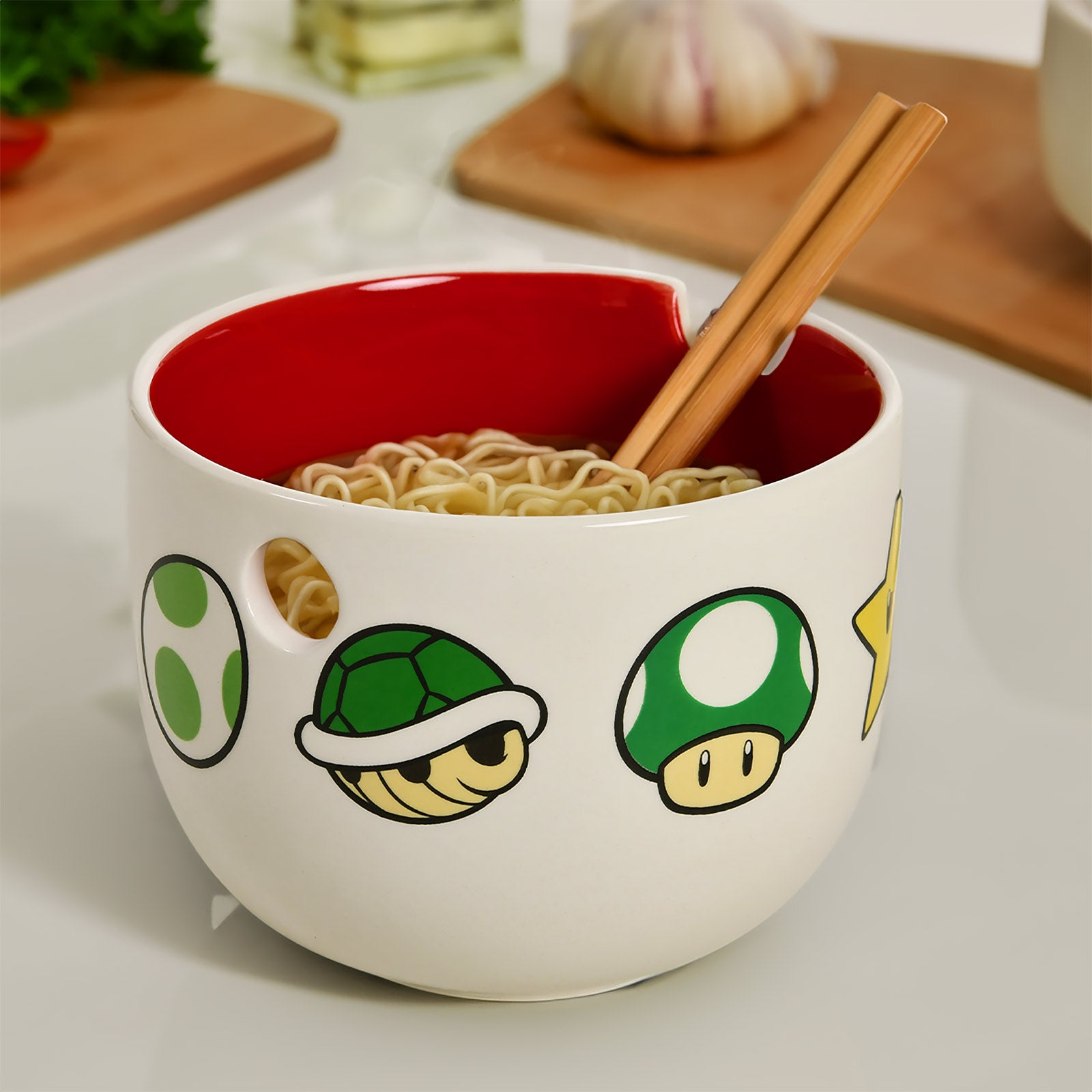 Imagen del producto Super Mario - Tazón de Ramen con Símbolos y Palillos