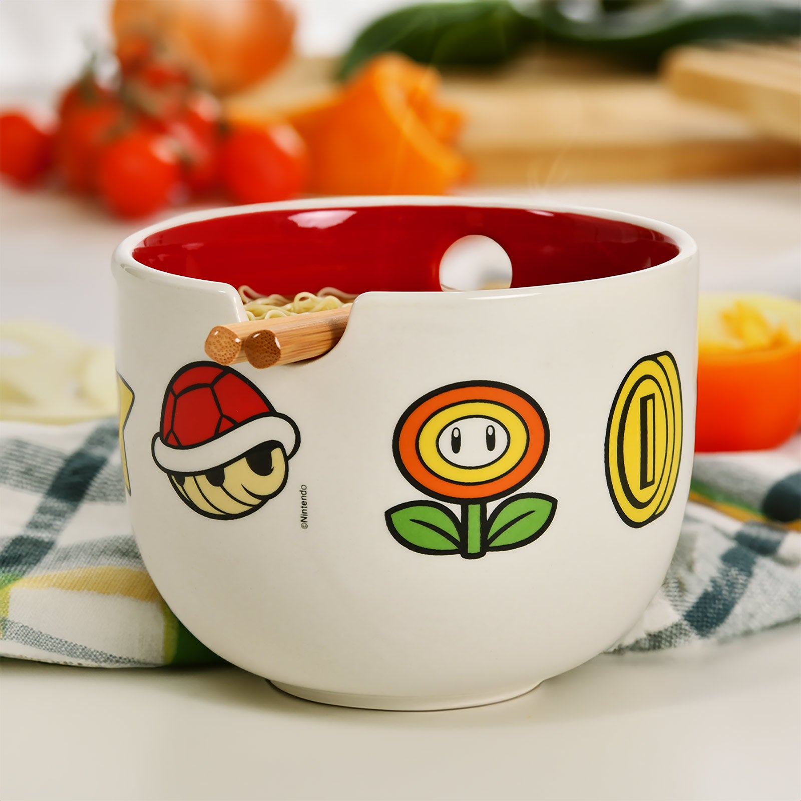 Imagen del producto Super Mario - Tazón de Ramen con Símbolos y Palillos