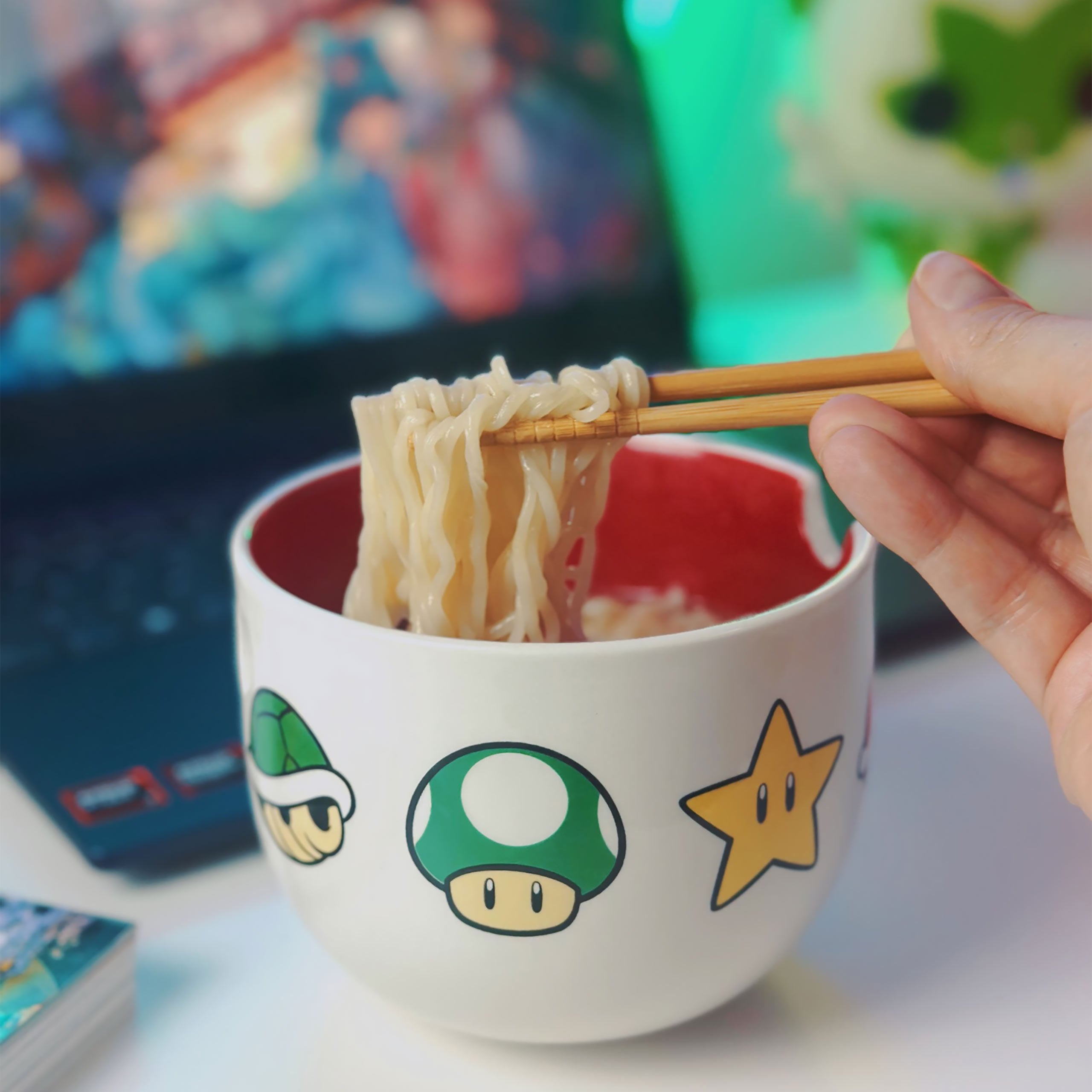 Imagen del producto Super Mario - Tazón de Ramen con Símbolos y Palillos