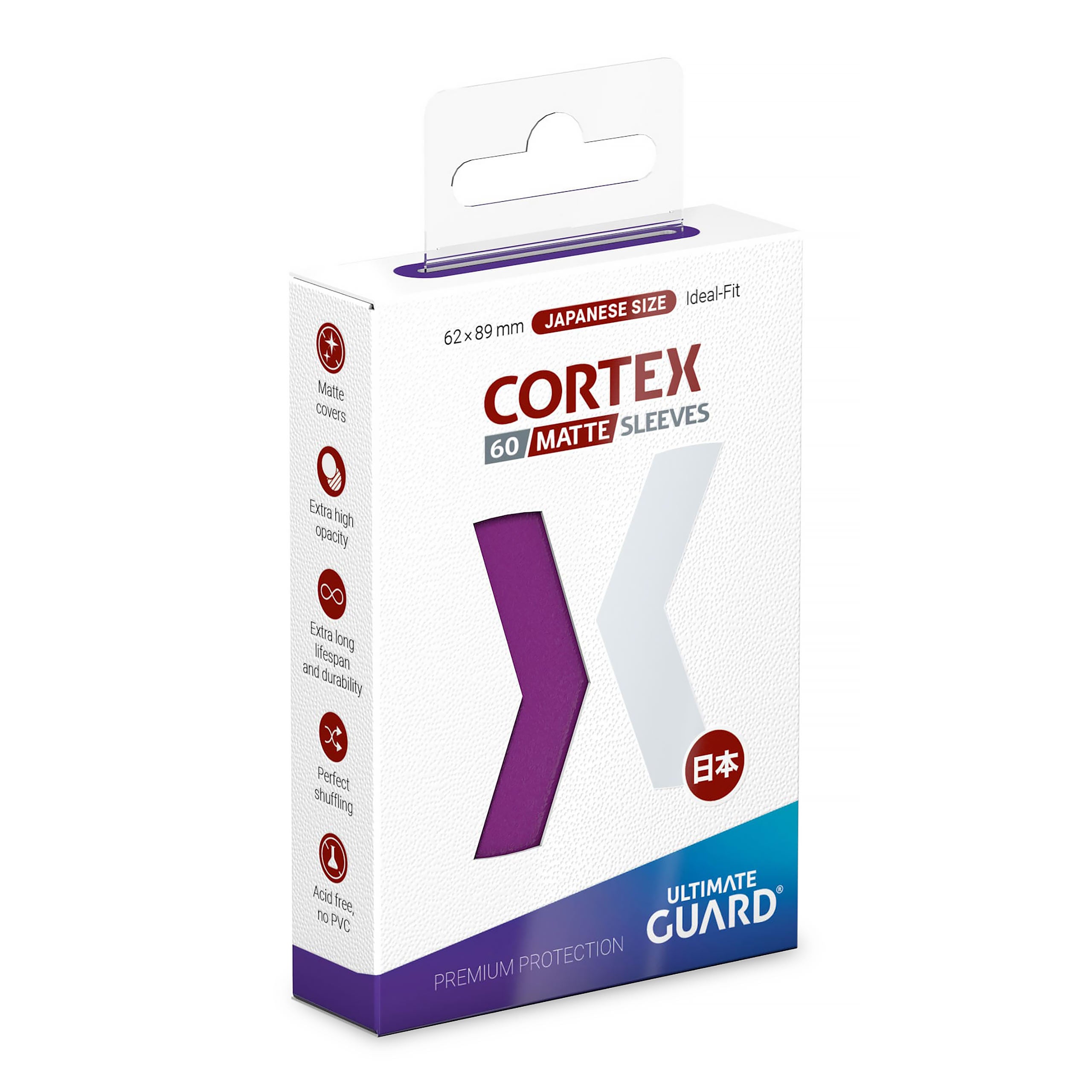 Imagen del producto Fundas para cartas Cortex Ultimate Guard mate morado – tamaño japonés, pack de 60