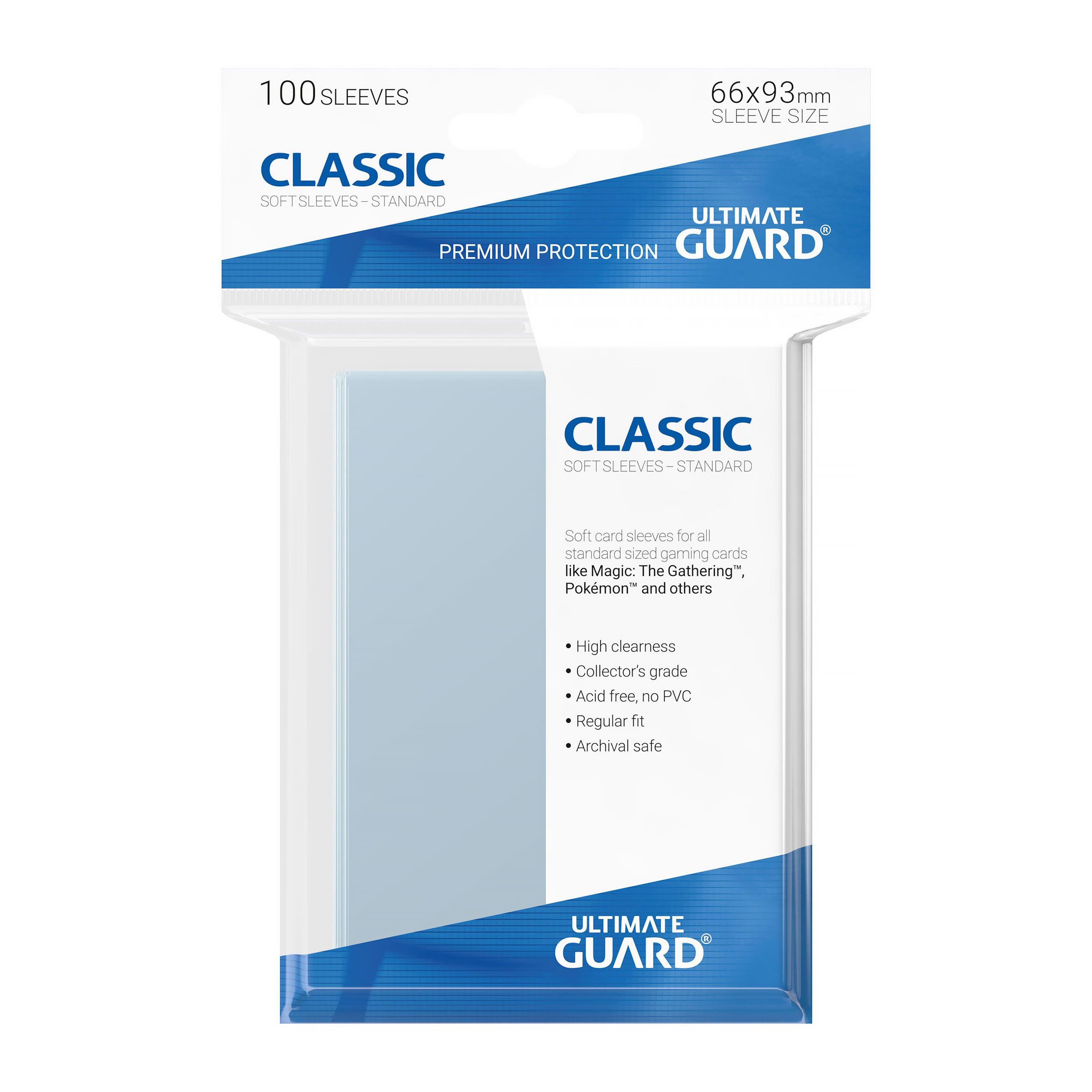 Imagen del producto Ultimate Guard Classic Soft Sleeves Pack de 100 Transparente Tamaño Estándar