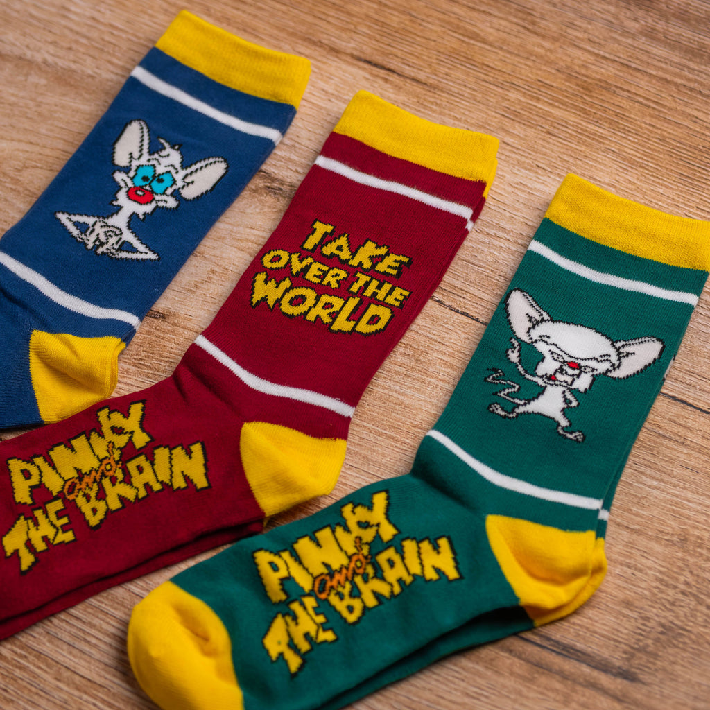 Imagen del producto Pinky y Cerebro - Set de 3 pares de calcetines Pinky y Cerebro en caja regalo