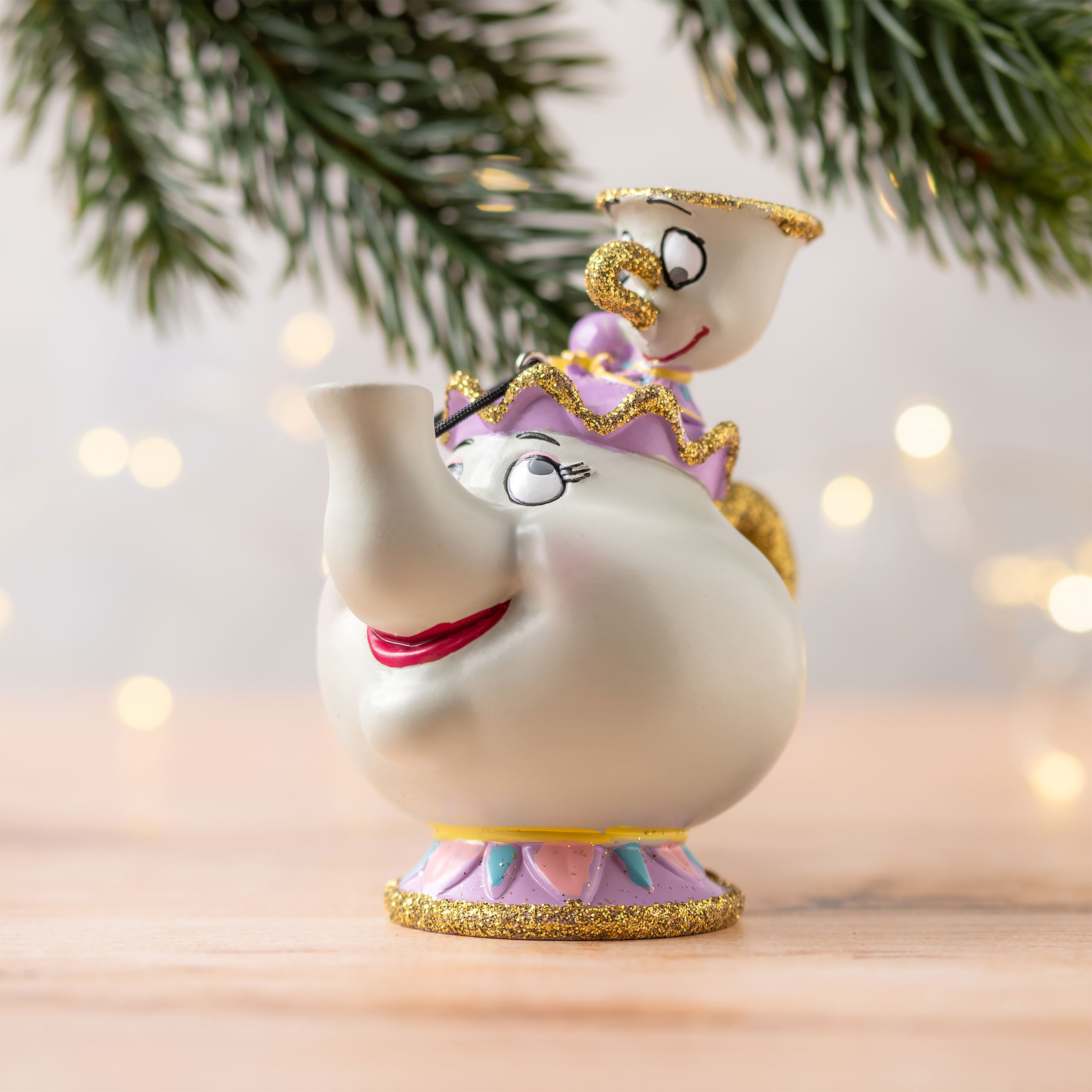 Imagen del producto La Bella y la Bestia - Señora Potts y Chip adorno para árbol de Navidad