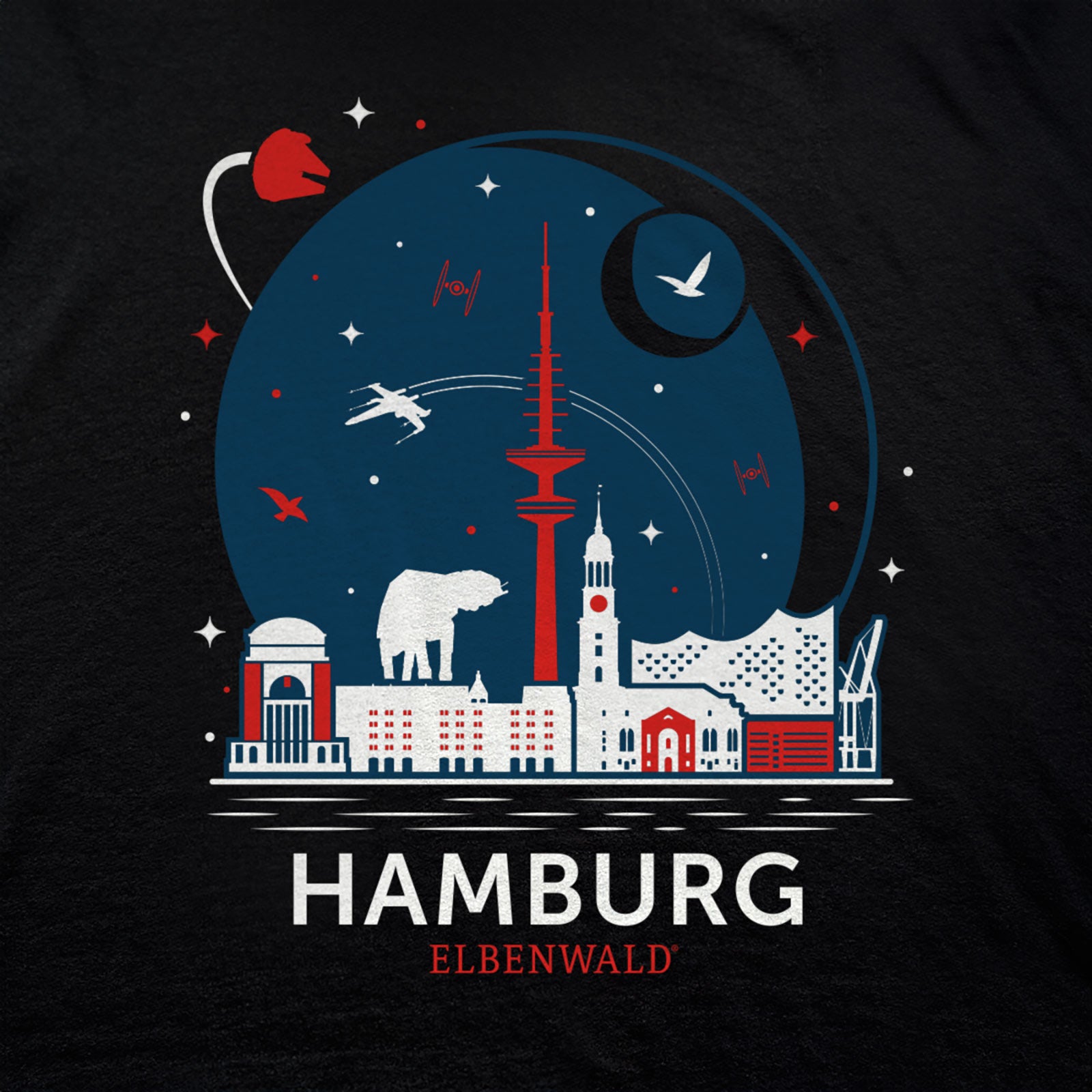 Imagen del producto Camiseta Elbenwald en Hamburgo Skyline negra