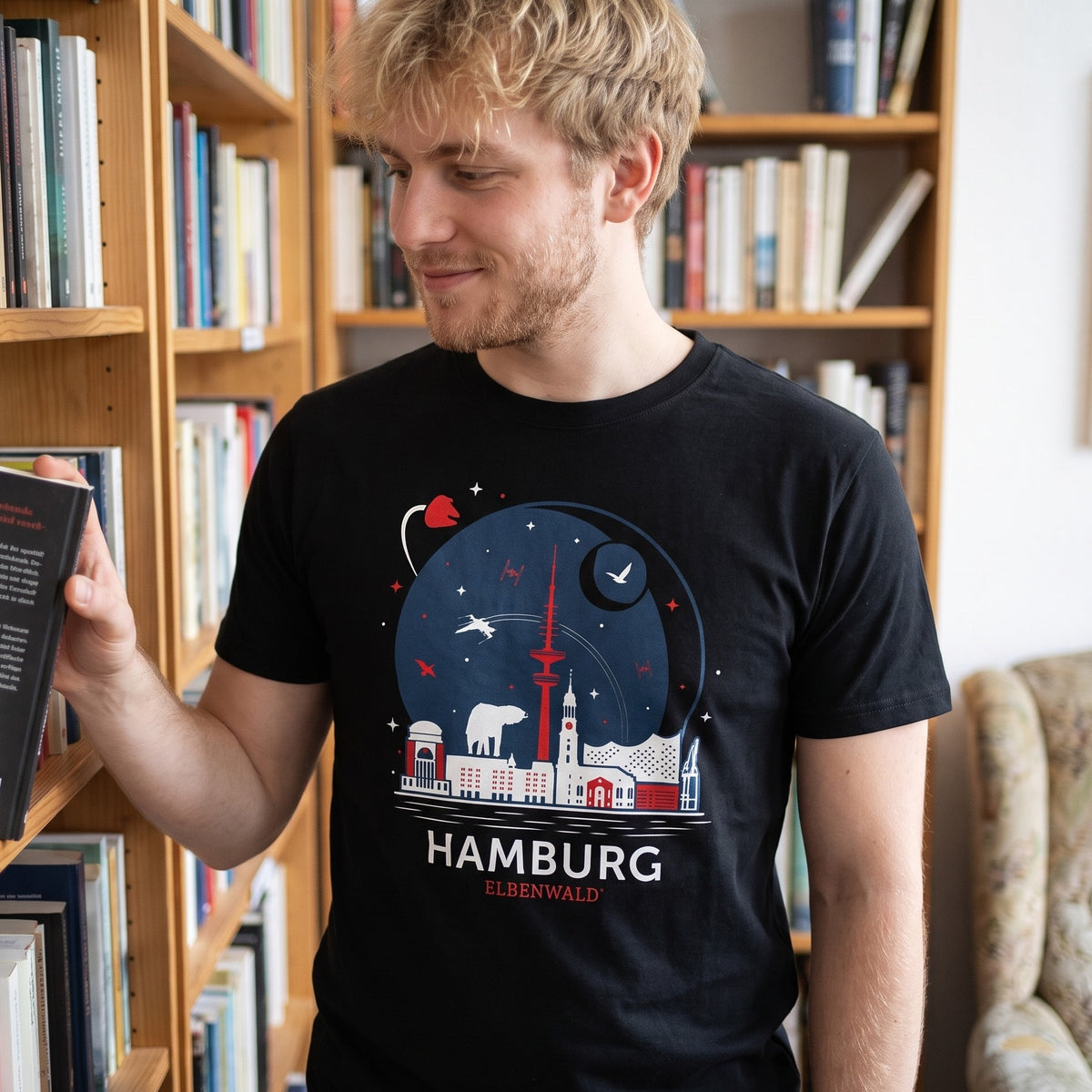 Imagen del producto Camiseta Elbenwald en Hamburgo Skyline negra