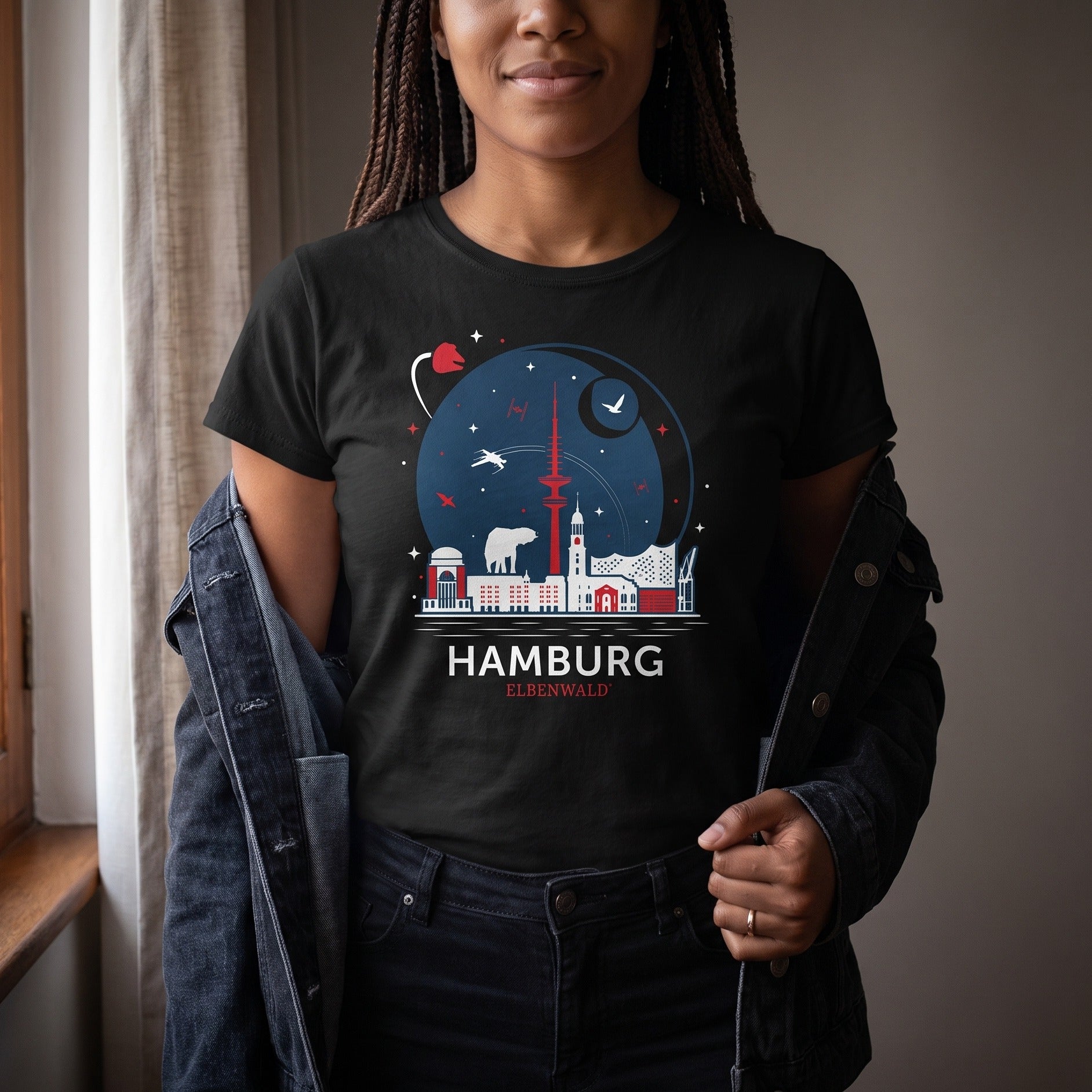 Imagen del producto Camiseta Elbenwald en Hamburgo Skyline negra