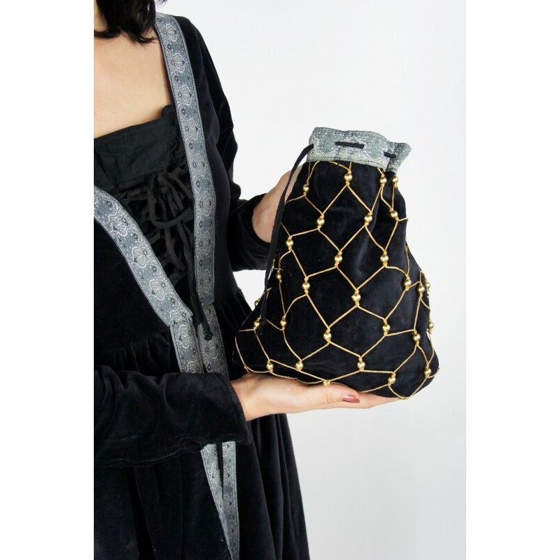 Imagen del producto Bolsa medieval de terciopelo Relindis negra