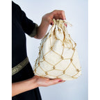 Imagen del producto Bolsa medieval de terciopelo Relindis beige
