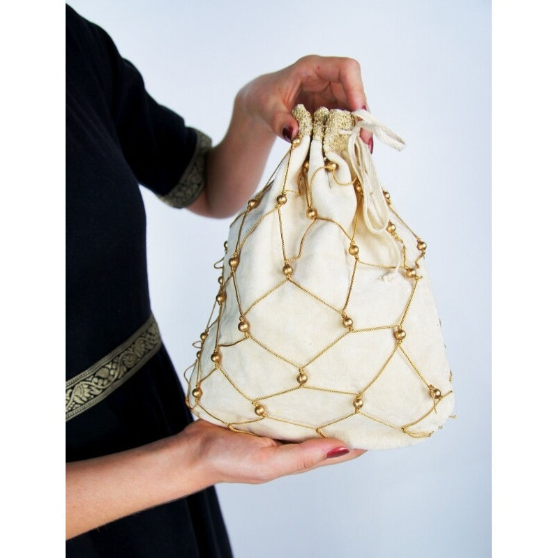 Imagen del producto Bolsa medieval de terciopelo Relindis beige