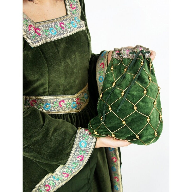 Imagen del producto Bolsa medieval de terciopelo Relindis verde