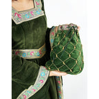 Imagen del producto Bolsa medieval de terciopelo Relindis verde