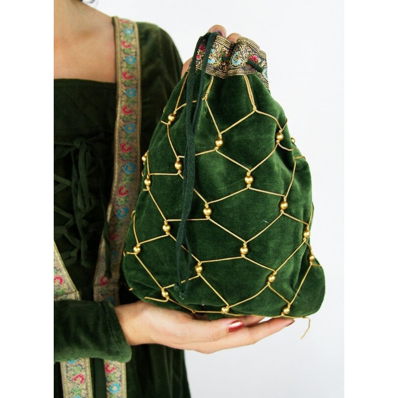 Imagen del producto Bolsa medieval de terciopelo Relindis verde