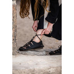 Imagen del producto Zapatos medievales de cordones de cuero nobuck negro