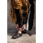 Imagen del producto Zapatos medievales de cordones de cuero nobuck negro