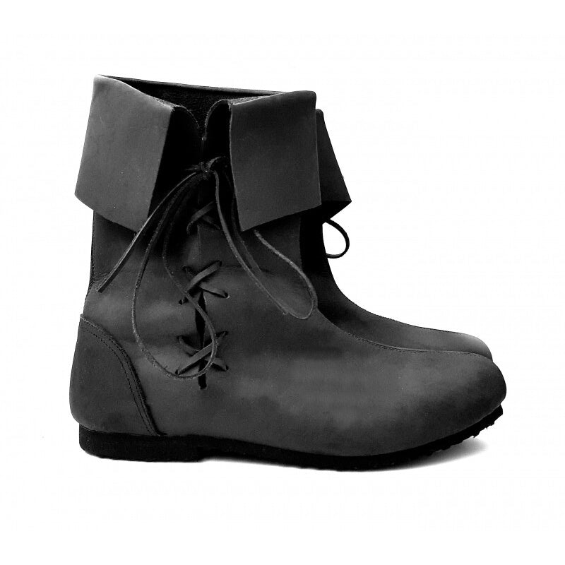 Imagen del producto Botas medievales con vuelta de cuero nobuck negro