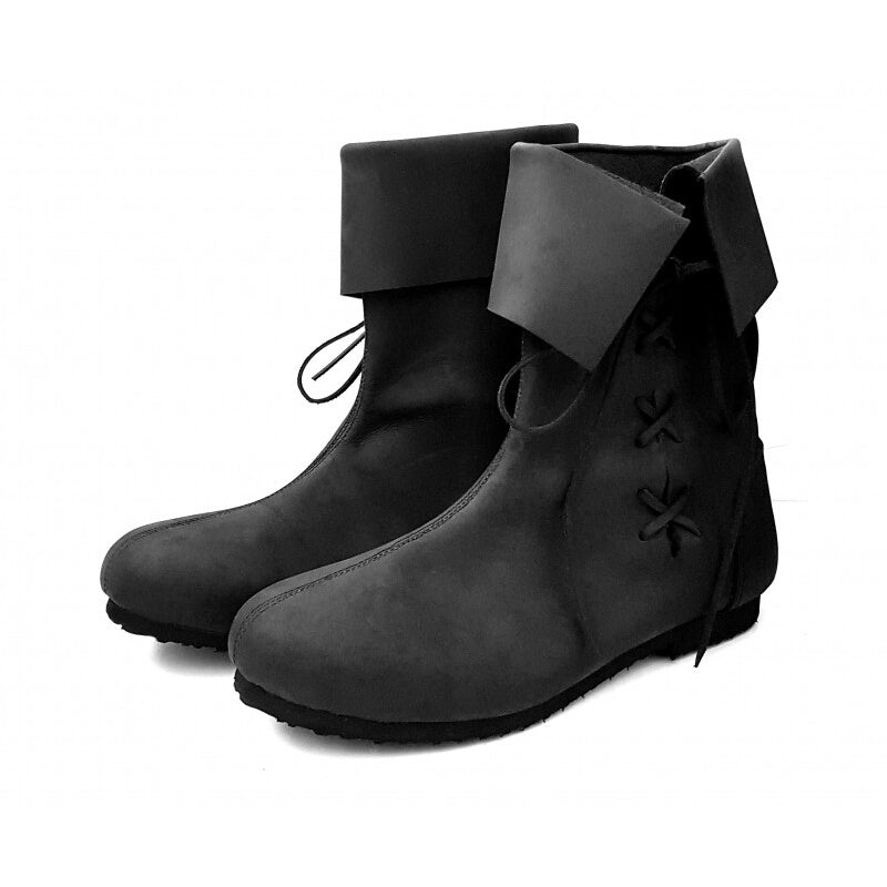 Imagen del producto Botas medievales con vuelta de cuero nobuck negro