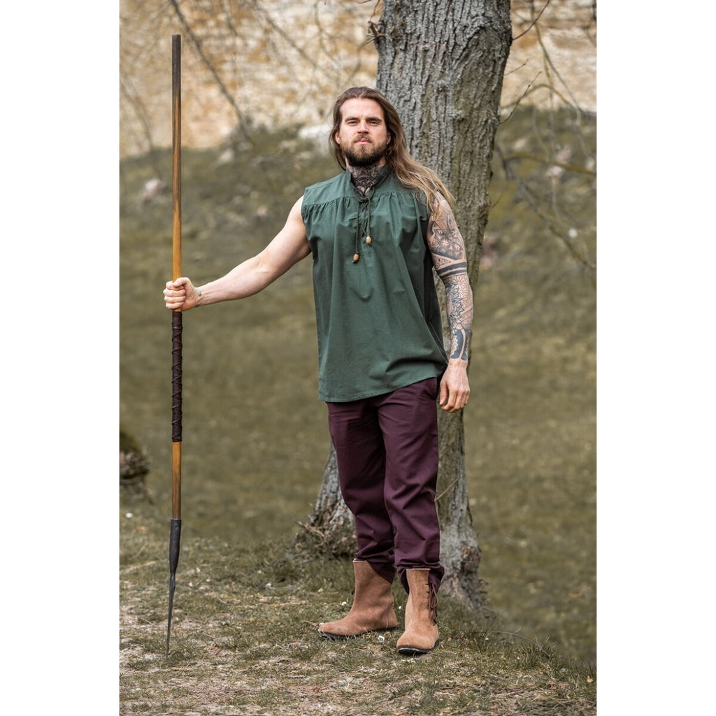 Imagen del producto Camisa medieval de cuello alto con cordones Louis sin mangas verde