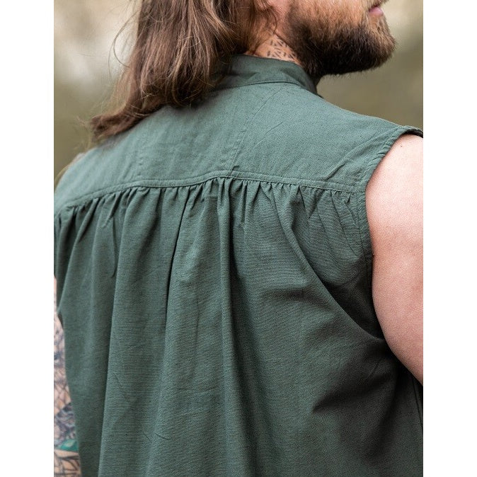 Imagen del producto Camisa medieval de cuello alto con cordones Louis sin mangas verde