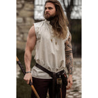 Imagen del producto Camisa medieval con cuello alto y cordones Louis sin mangas beige