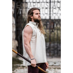 Imagen del producto Camisa medieval con cuello alto y cordones Louis sin mangas beige