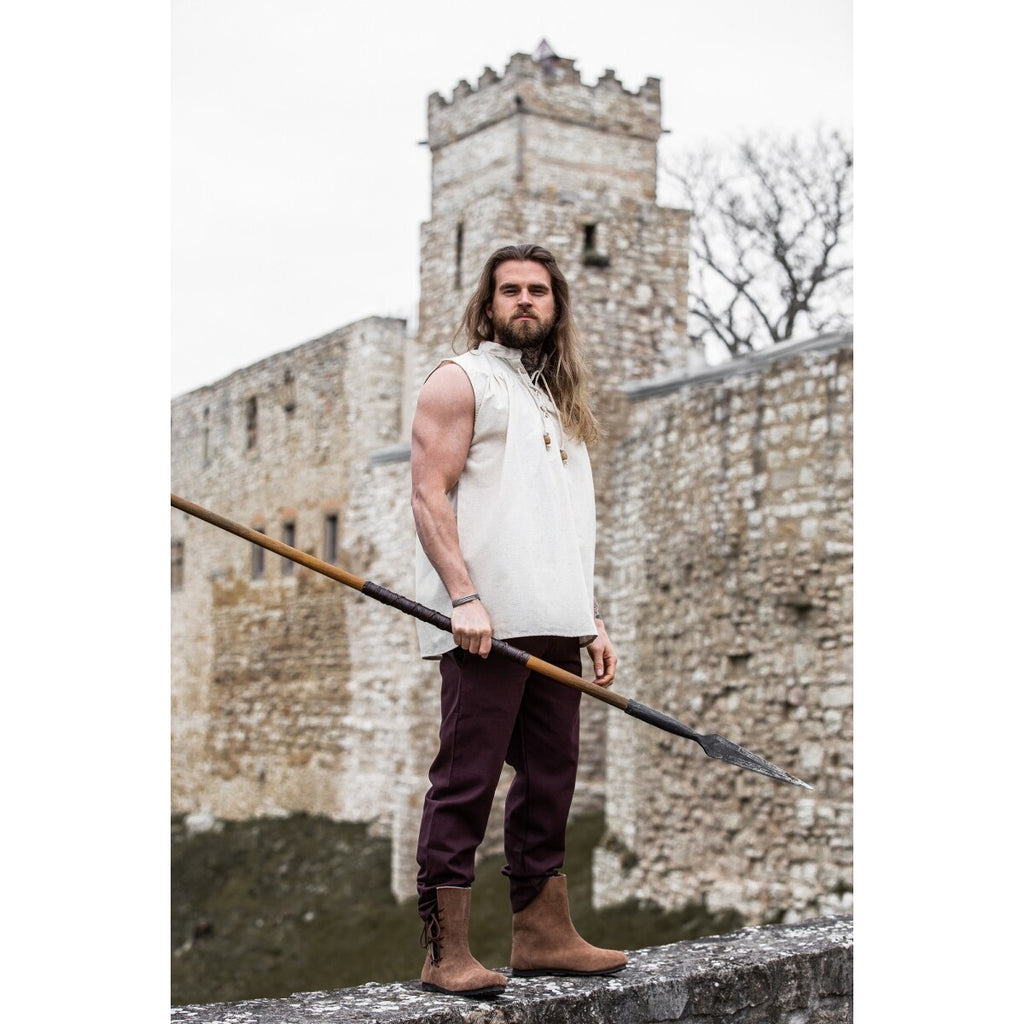 Imagen del producto Camisa medieval con cuello alto y cordones Louis sin mangas beige
