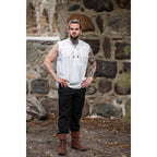 Imagen del producto Camisa medieval de cuello alto con cordones Louis sin mangas blanca