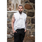Imagen del producto Camisa medieval de cuello alto con cordones Louis sin mangas blanca