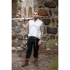 Imagen del producto Camisa medieval de cuello alto con cordones Louis sin mangas blanca