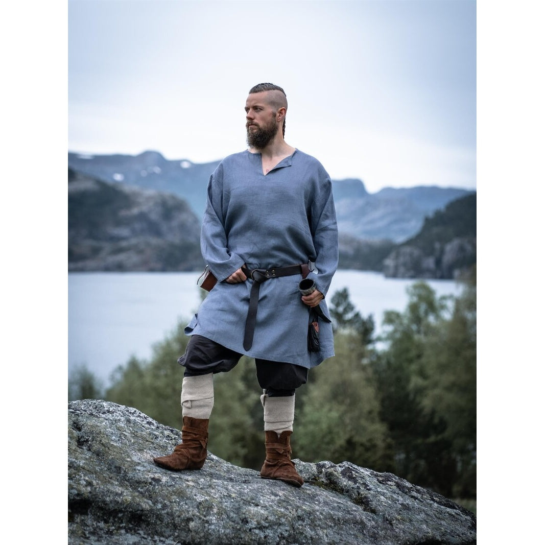 Imagen del producto Túnica medieval de lino Halvar azul-gris