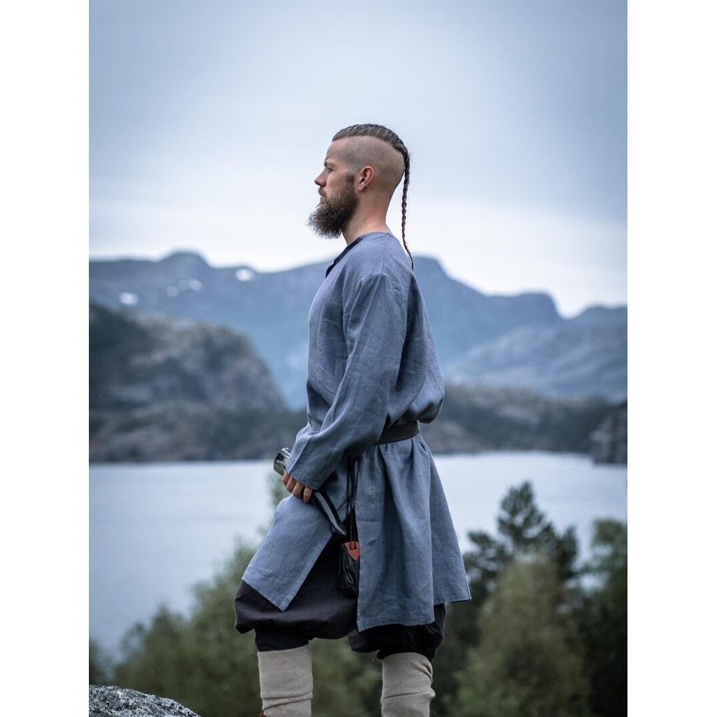 Imagen del producto Túnica medieval de lino Halvar azul-gris