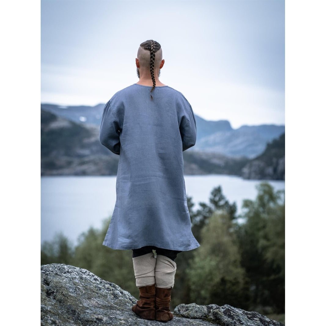 Imagen del producto Túnica medieval de lino Halvar azul-gris