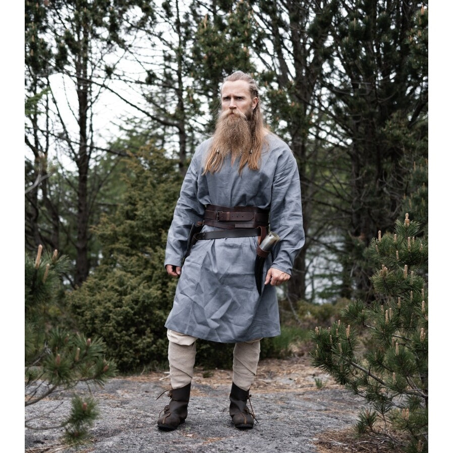 Imagen del producto Túnica medieval de lino Halvar azul-gris