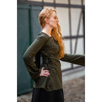 Imagen del producto Blusa medieval Lea con capucha y cordones verde