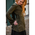 Imagen del producto Blusa medieval Lea con capucha y cordones verde