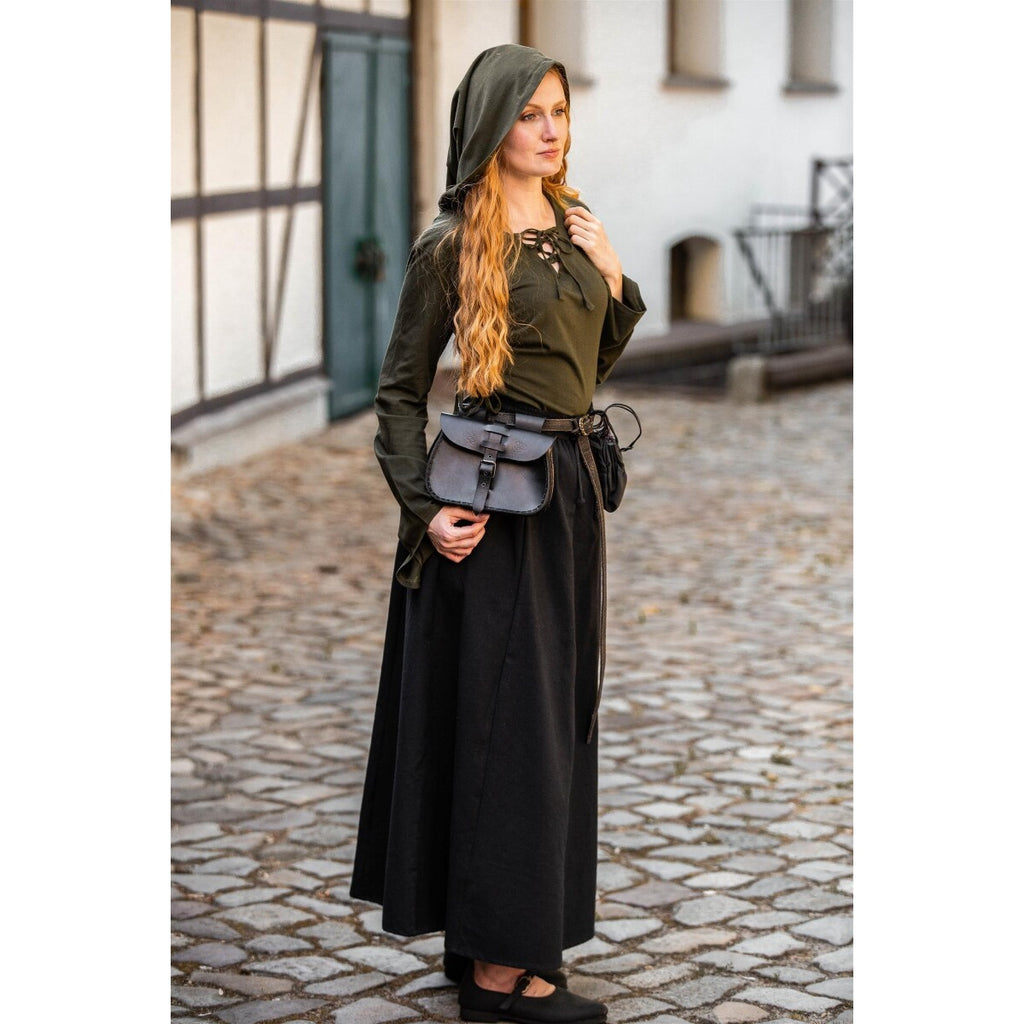 Imagen del producto Blusa medieval Lea con capucha y cordones verde