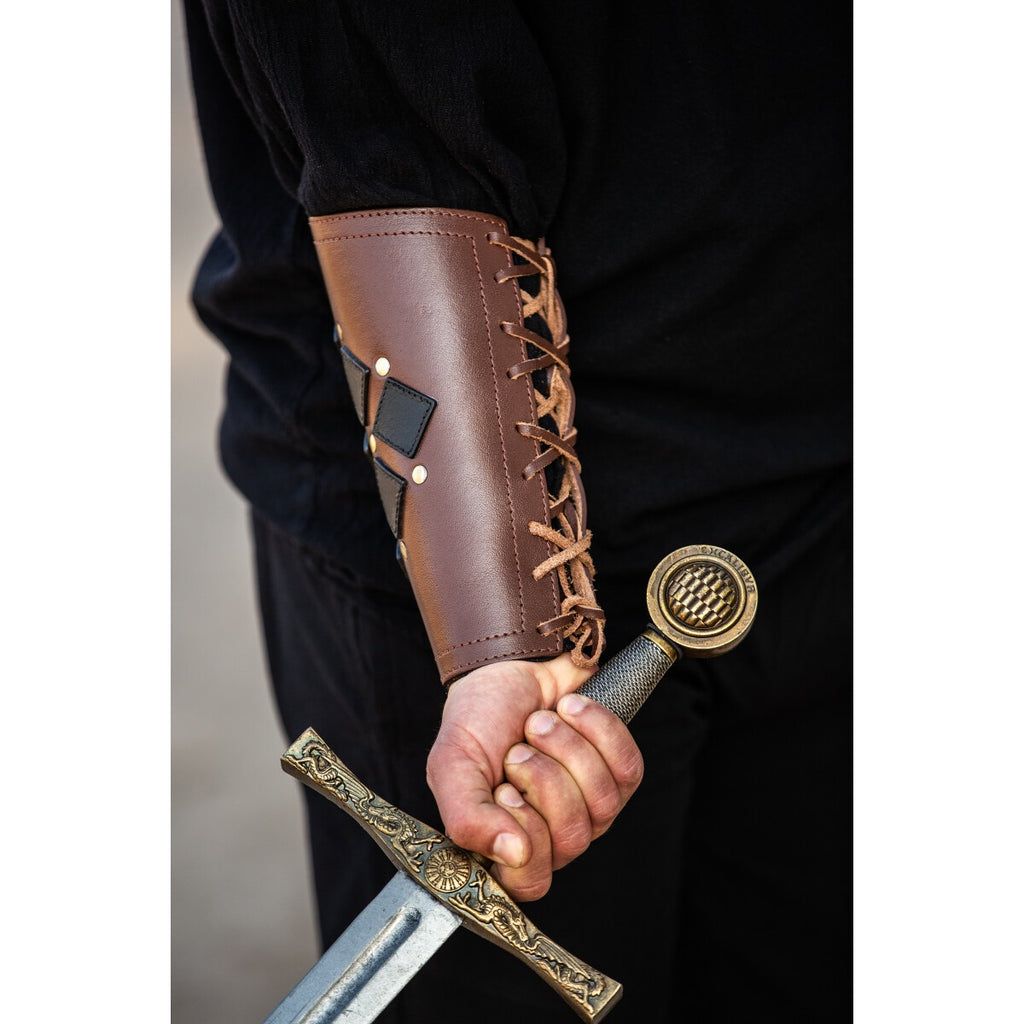 Imagen del producto Brazalete medieval de cuero Orm marrón-negro