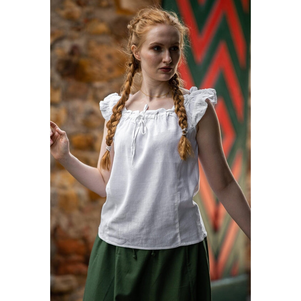 Imagen del producto Blusa veraniega medieval Lotte con volantes blanca