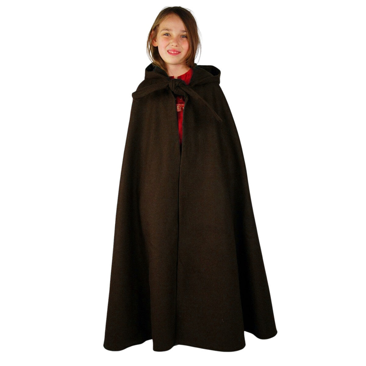 Imagen del producto Capa medieval de lana con capucha larga para niños marrón