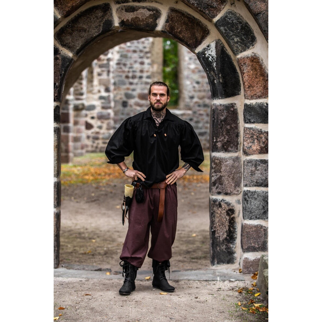 Imagen del producto Camisa medieval con cordones Arturo negra