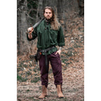Imagen del producto Camisa medieval con cuello alto y cordones Georg verde jaspeado