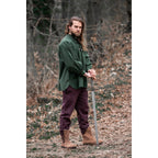 Imagen del producto Camisa medieval con cuello alto y cordones Georg verde jaspeado