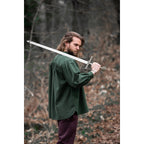 Imagen del producto Camisa medieval con cuello alto y cordones Georg verde jaspeado