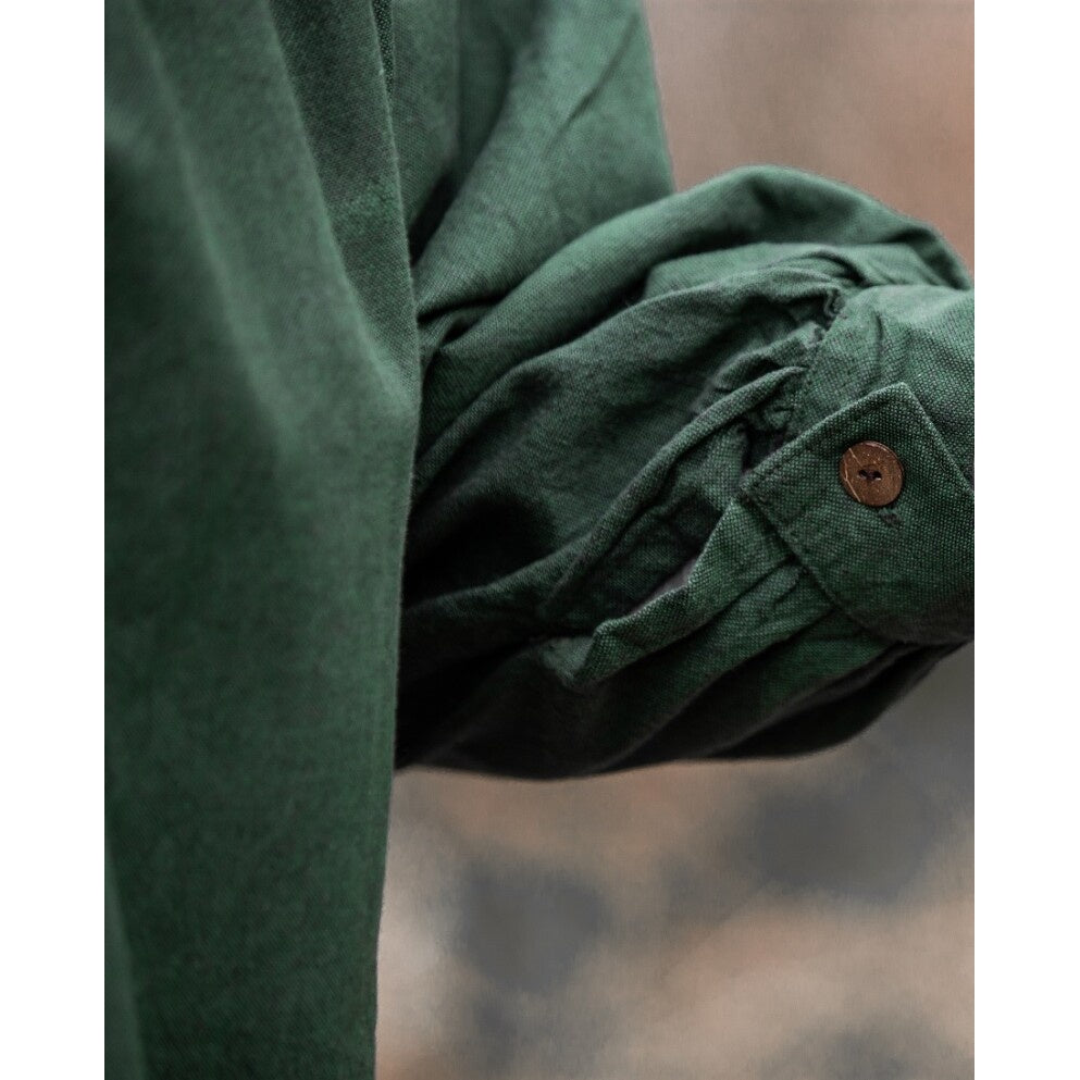 Imagen del producto Camisa medieval con cuello alto y cordones Georg verde jaspeado
