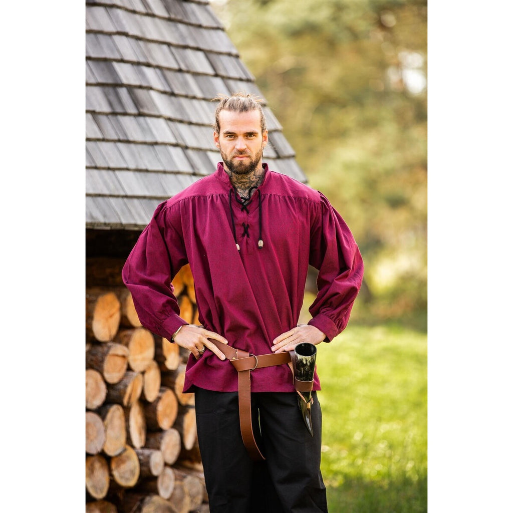 Product image Medieval Stand-Up Collar Lace-Up Shirt Georg mottled red