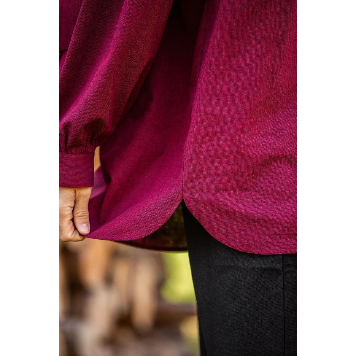 Product image Medieval Stand-Up Collar Lace-Up Shirt Georg mottled red