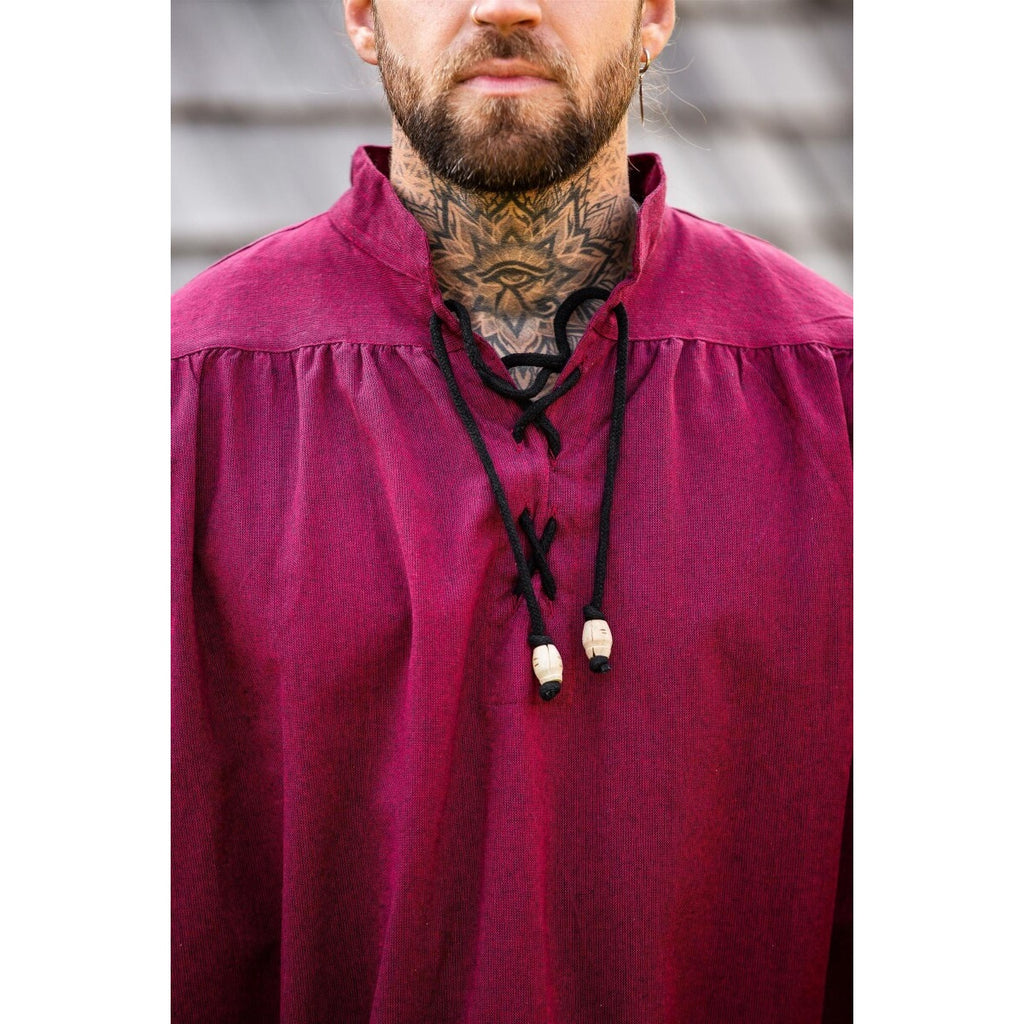 Product image Medieval Stand-Up Collar Lace-Up Shirt Georg mottled red