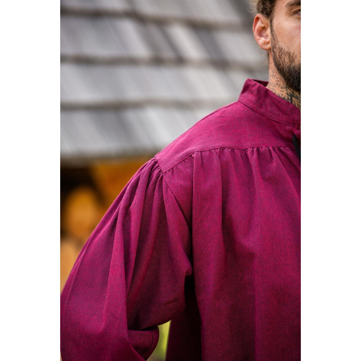 Product image Medieval Stand-Up Collar Lace-Up Shirt Georg mottled red