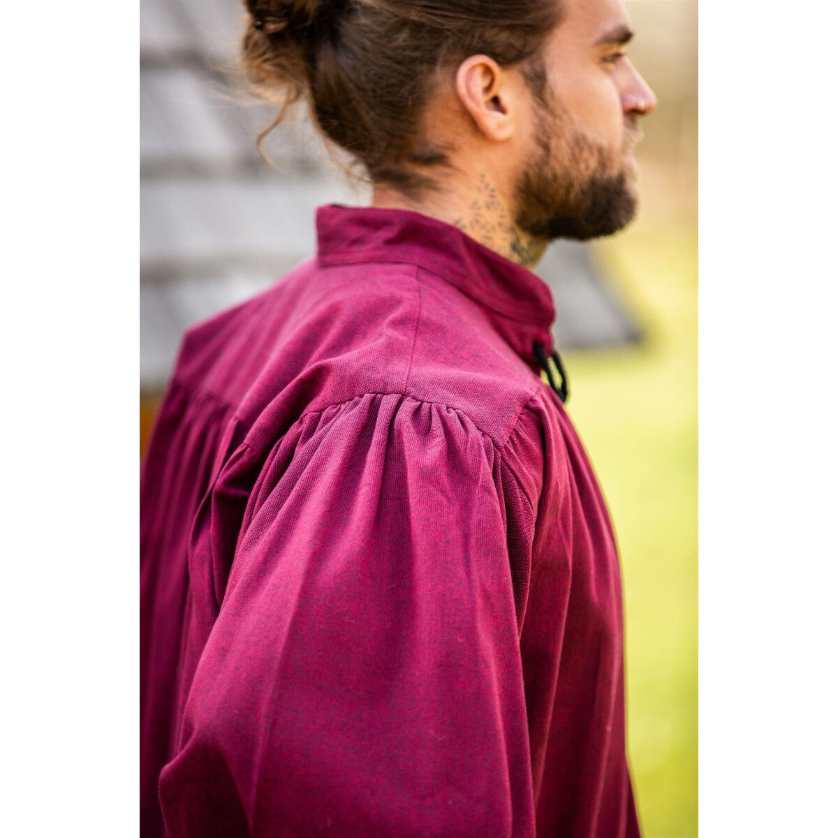 Product image Medieval Stand-Up Collar Lace-Up Shirt Georg mottled red